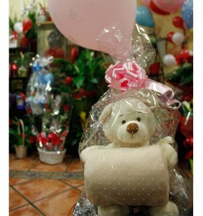 Peluche + toalla + globo niña